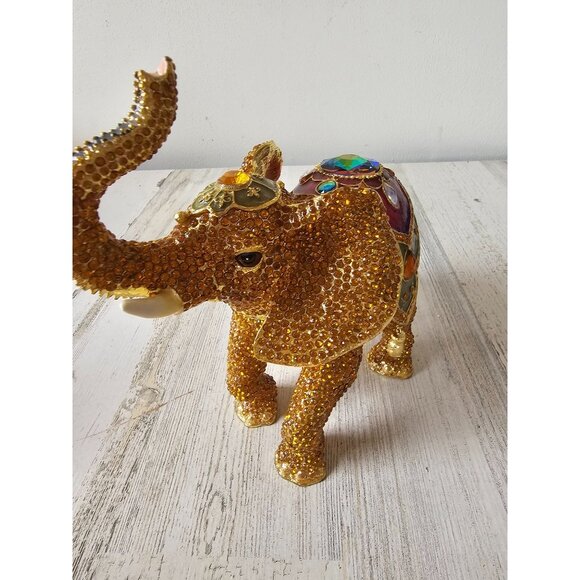 Kalifano‎ jeweled large elephant trinket jewelry keepsake box rhinestone yellow - Picture 4 of 8